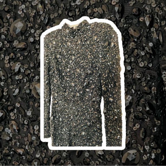 Embellished High Neck Shoulder Pad Jumpsuit Size 0 - Picture 6 of 7